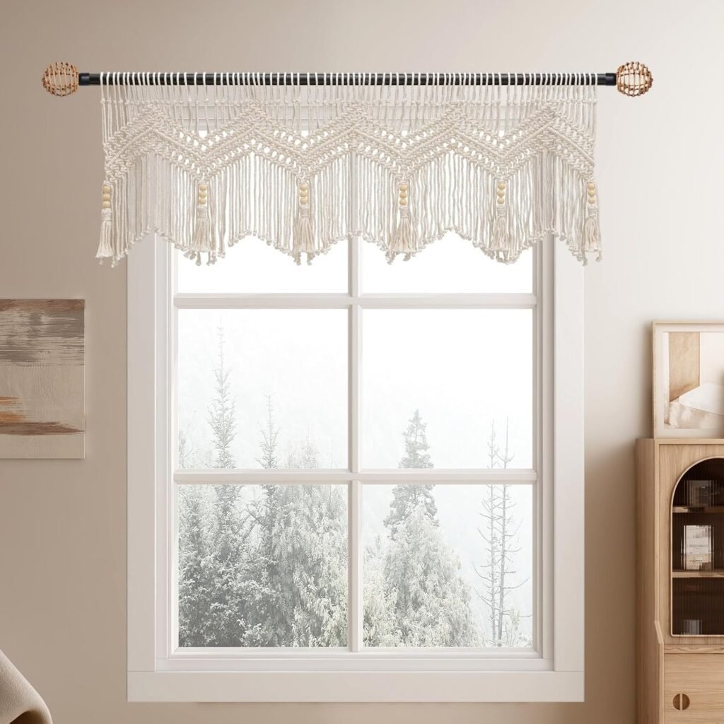 Romanova Boho Valance Macrame Curtains for Windows